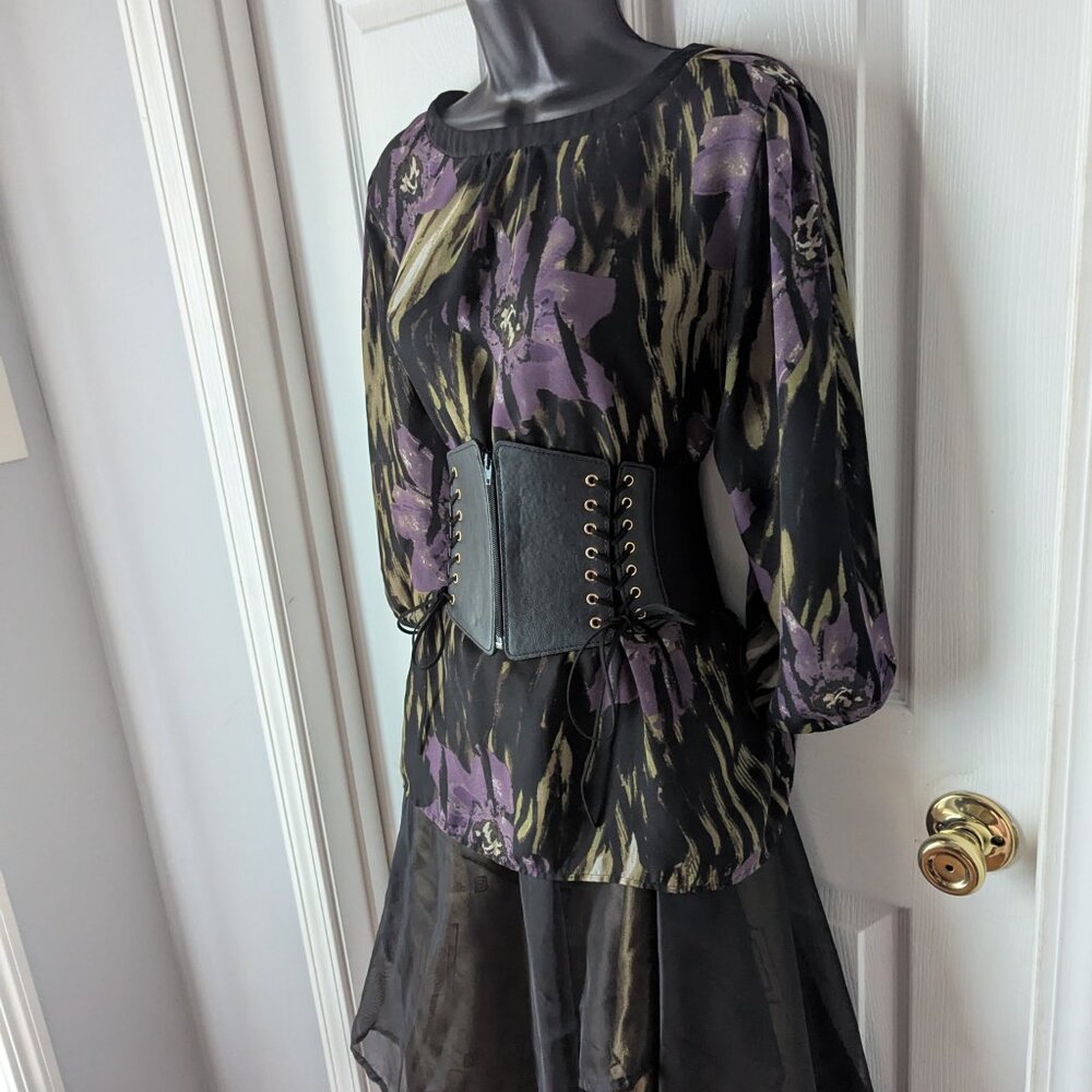 Handmade green purple & black Renaissance dress Belt Not Included - Picture 3 of 11